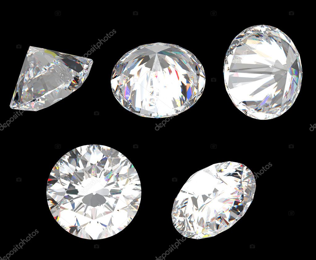 Top, bottom and different side views of diamond