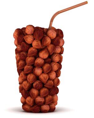 huzel fındık saman ile cam şekil monte