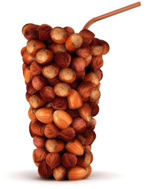 Glass shape made of huzel nuts with straw clipart