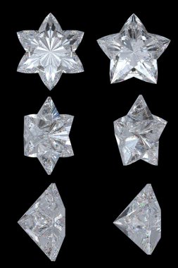 Five pointed, six point diamond stars clipart