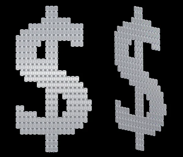 Символ доллара США, собранный из алмазов — стоковое фото