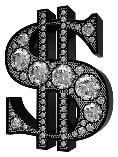Incrusted 与钻石被隔绝的 3d 美元符号 — 图库照片