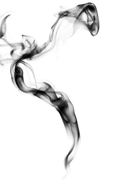 Abstracte bladerdeeg van zwarte rook over Wit — Stockfoto