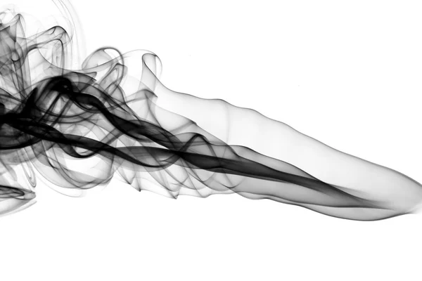 Abstraction Fumée noire tourbillonnant sur blanc — Photo