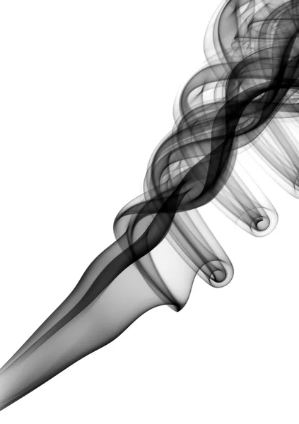 Schwarze magische abstrakte Rauchschwaden auf weißem Hintergrund — Stockfoto