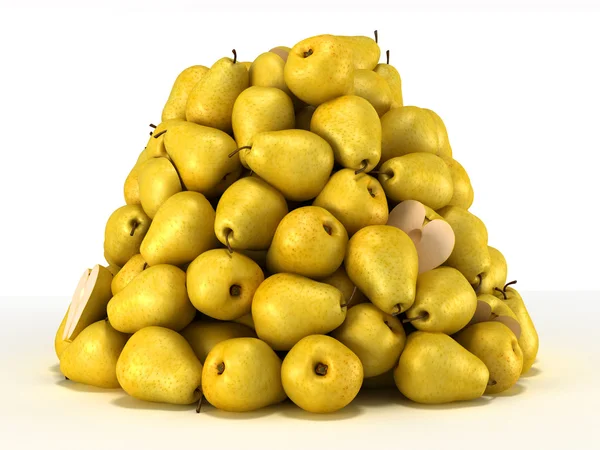 stock image Pile or Heap of pears over white