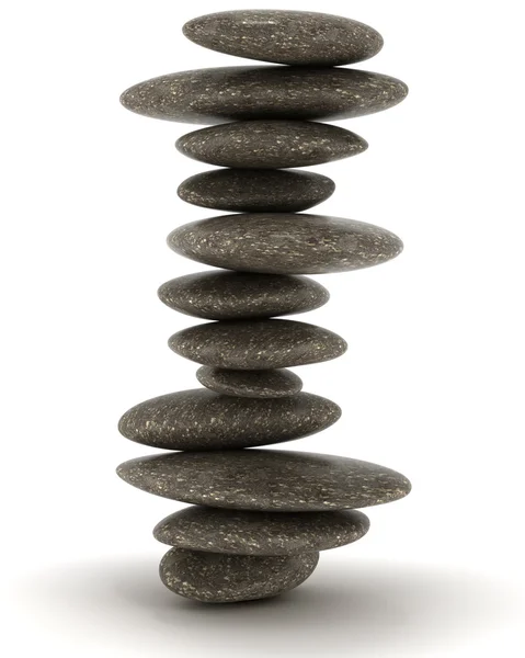 Stabiliteit en zen. evenwichtige zwarte stenen toren — Stockfoto