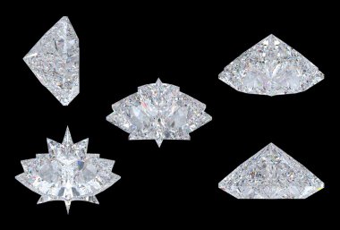 Top, bottom and side views of maple leaf diamond clipart