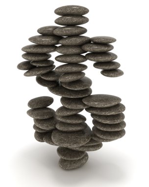 Dollar stability. Pebble stack shaped as currency sign clipart