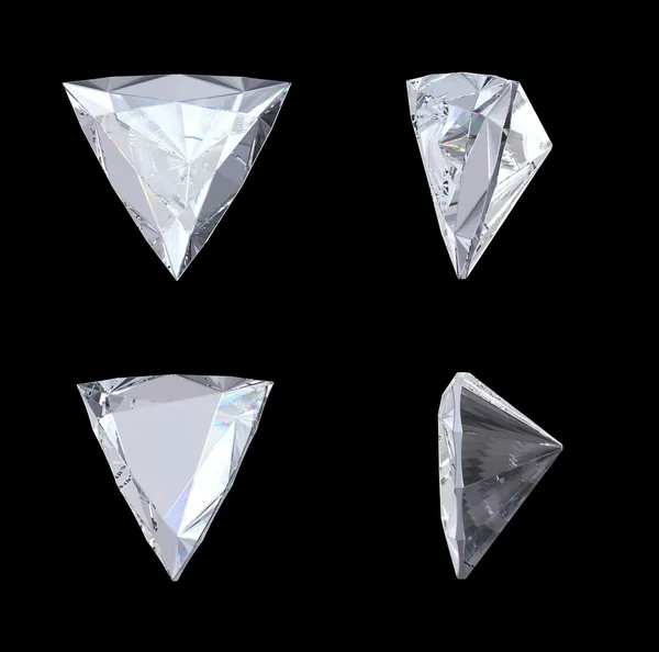 Visão superior, inferior e lateral de trilhões de diamantes — Fotografia de Stock