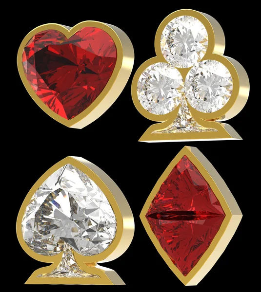 Diamant ve tvaru karty obleky s zlatým rámováním — Stock fotografie