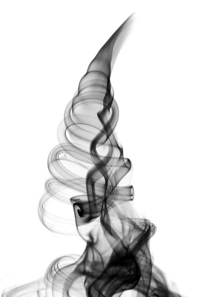 Fumée abstraite tourbillon vertical sur blanc — Photo