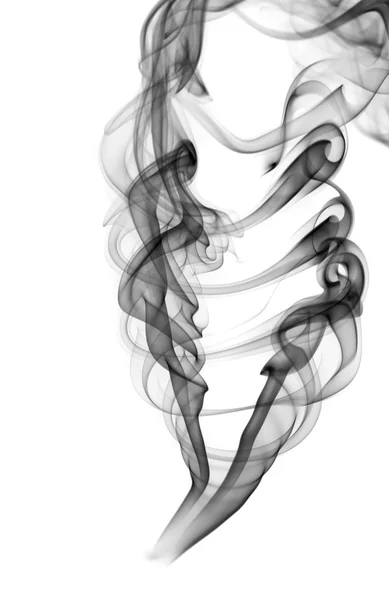 Svart puff av abstrakt rök på vit — Stockfoto