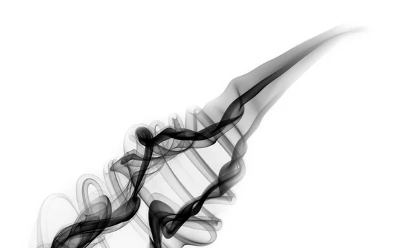 Magische schwarze Rauchform auf weißem Hintergrund — Stockfoto