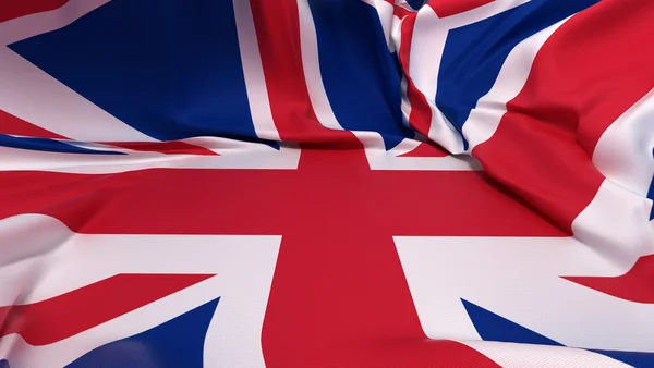 Vitrine piédestal recouverte du drapeau de Grande-Bretagne — Photo