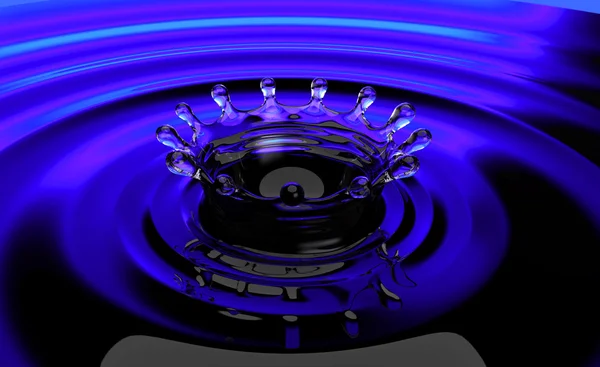 Splash on blue liquid surface — Stock Photo, Image