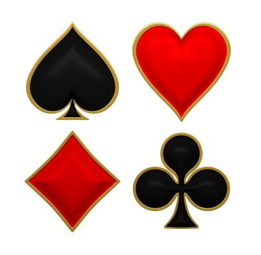 Card suits with golden framing clipart