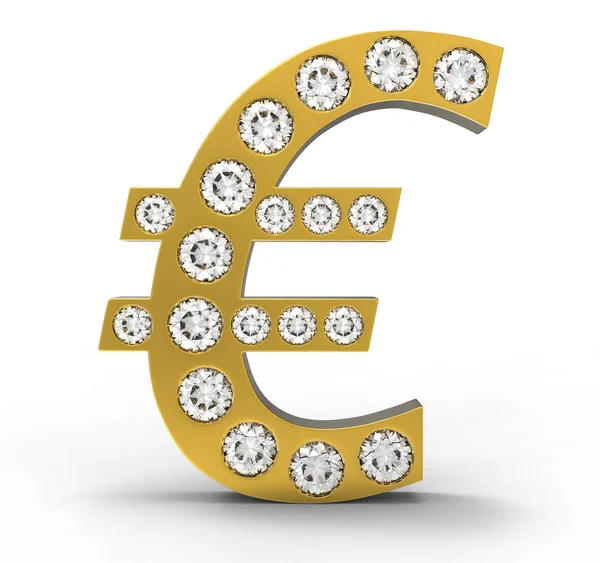 Ouro CG Euro símbolo incrustado com diamantes — Fotografia de Stock