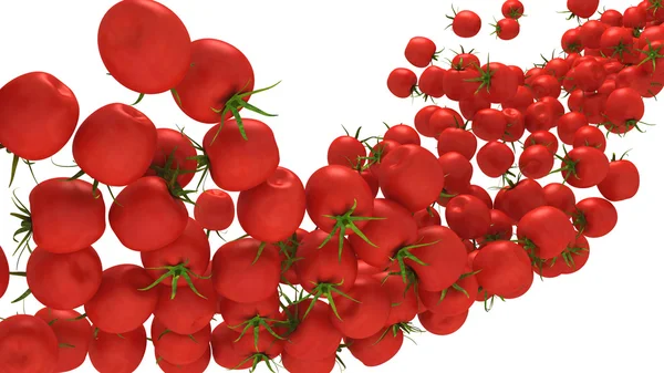 Tomates Fluxo de cereja isolado sobre branco — Fotografia de Stock