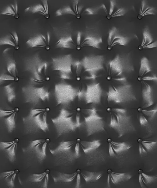 Lujo Negro textura de cuero abotonado —  Fotos de Stock