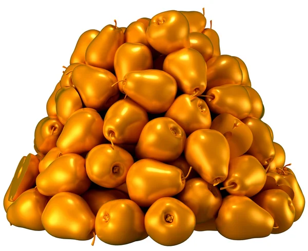 Stapel of heap van gouden peren — Stockfoto