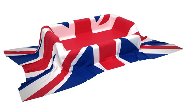 Showcase stand covered with Union Jack — Stock Photo, Image