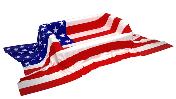 Stand vitrine coberto com bandeira dos EUA — Fotografia de Stock