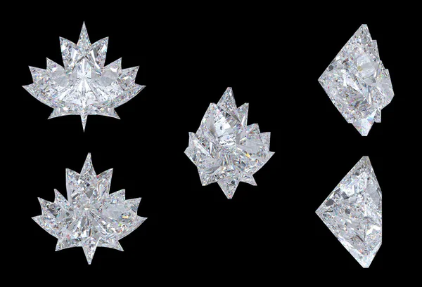 5 vistas laterais de diamante de folha de bordo — Fotografia de Stock