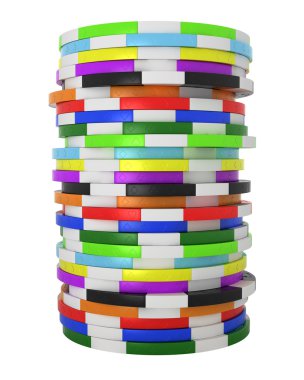 Colored Casino or roulette chips stack isolated clipart