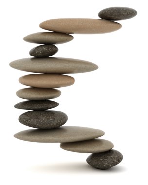 Balanced stone tower over white clipart