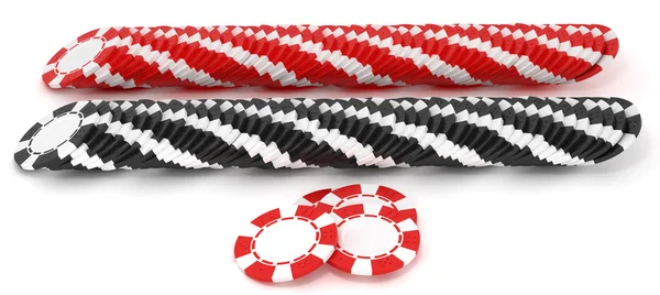 Zwarte en rode roulette chip rijen — Stockfoto