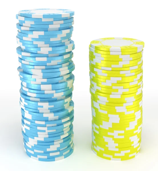 Blue and yellow roulette chips — Stock Photo, Image