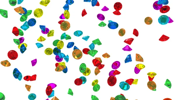 Grote groep van kleurrijke diamanten geïsoleerd — Stockfoto