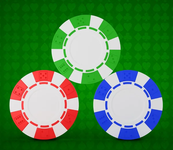 Roulette chips over green textured white — Stock Photo, Image