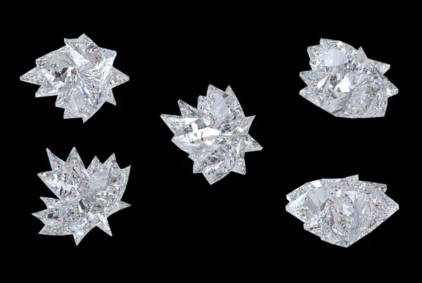 Vistas laterais de diamante folha de bordo sobre preto — Fotografia de Stock