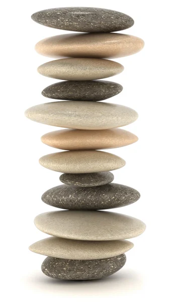 Stabiliteit en zen evenwichtige stenen toren — Stockfoto