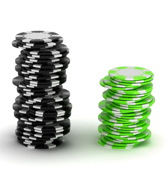 Tumpukan chip Casino hitam dan hijau — Stok Foto