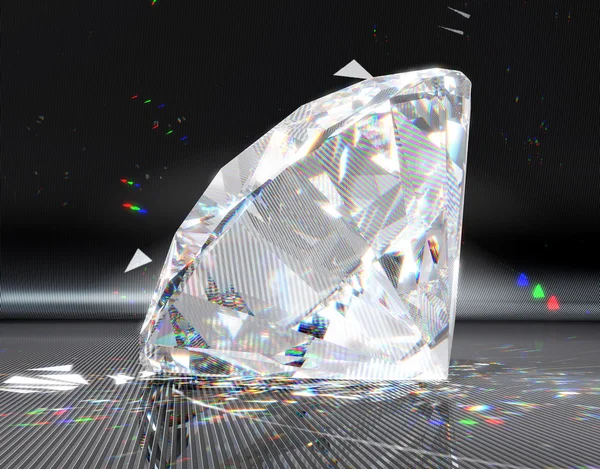 Grote diamant met gestreepte reflectie — Stockfoto