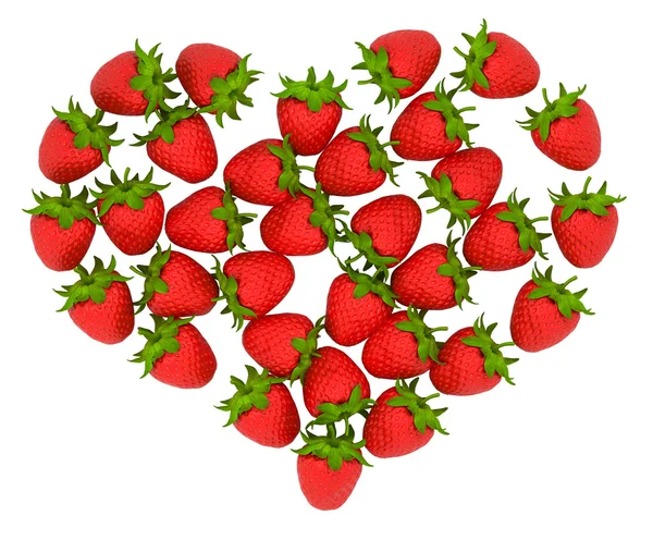 Rode strawberry gevormde hart — Stockfoto