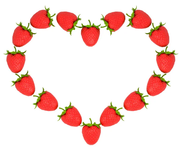 Erdbeer-förmiges Herz über Weiß — Stockfoto