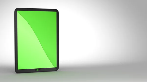 用绿色的彩色屏幕的平板电脑 — 图库照片