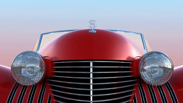 Čelní pohled červené retro auta — Stock fotografie