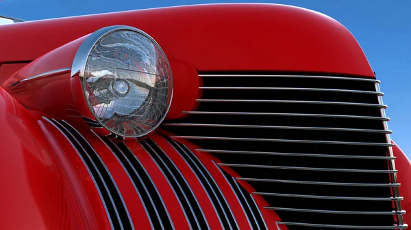赤のレトロな車のヘッドライトとエンジンのジャケット — ストック写真