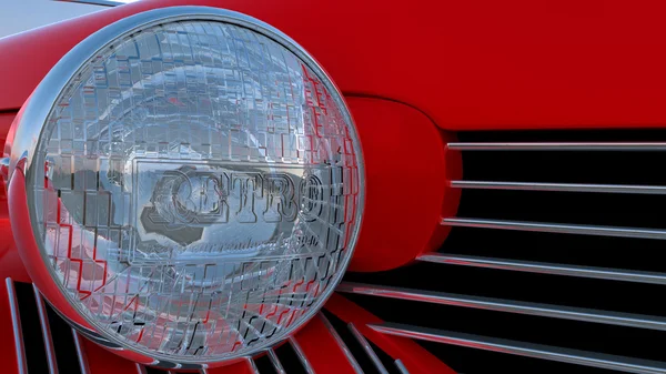 Headlight of red retro car — Stock Photo, Image