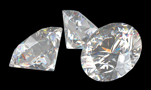 Tres grandes diamantes de talla brillante —  Fotos de Stock