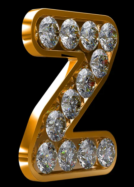 Золотая буква z, инкрустированная алмазами — стоковое фото