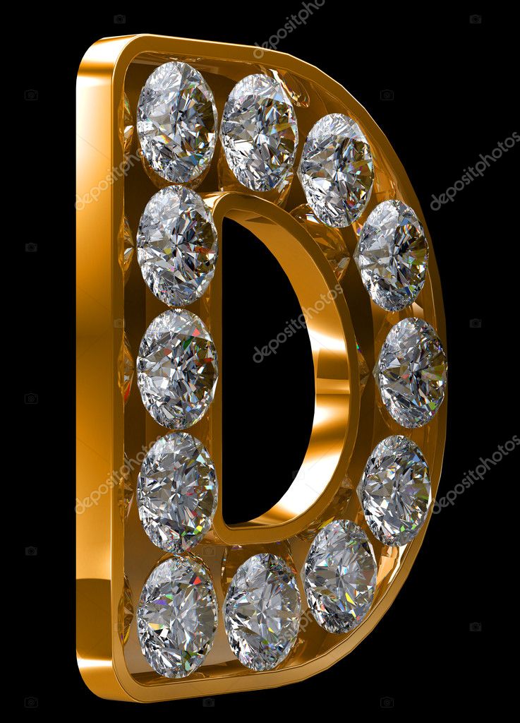 Golden D letter incrusted with diamonds Stock Photo by ©Arsgera 3720568