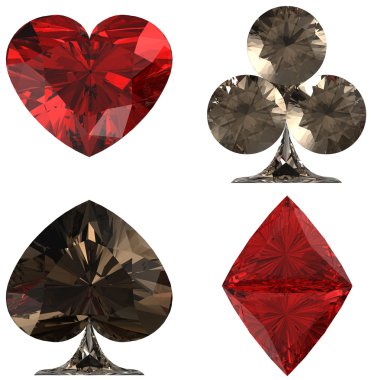 Colored Diamond shaped Card Suits on white clipart