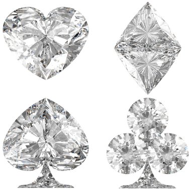 Diamond shaped Card Suits on white clipart