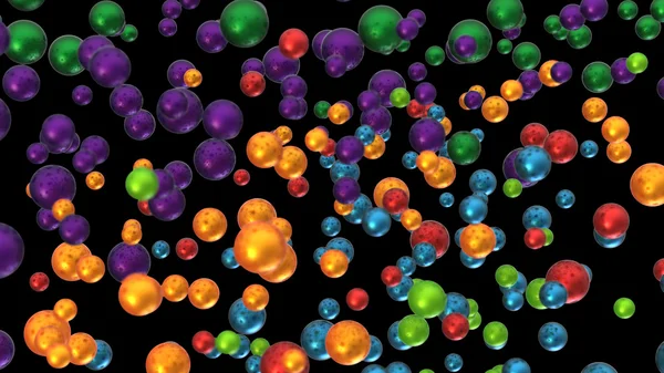 Барвисті бульбашки або кульки над чорним — стокове фото